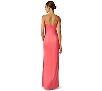 Adrianna Women's Cowl Neck Slit Ball Gown