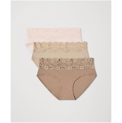 Pact Women's Lace Waist Brief 3-Pack