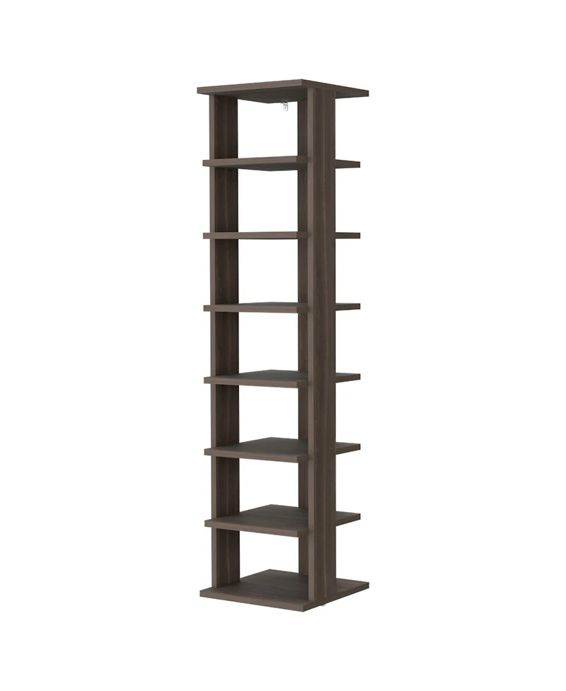 Fm Furniture Ivonny 7-Tier Tall Vertical Shoe Rack, Freestanding Organizer with Open Shelves, Gray Walnut