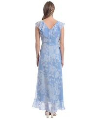 London Times Women's Ruffle Wrap Maxi Dress