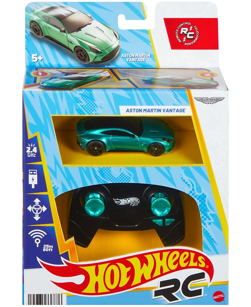 Hot Wheels 1:64 Scale Aston Martin Vantage, Battery-Powered Remote-Control Race Car Toy