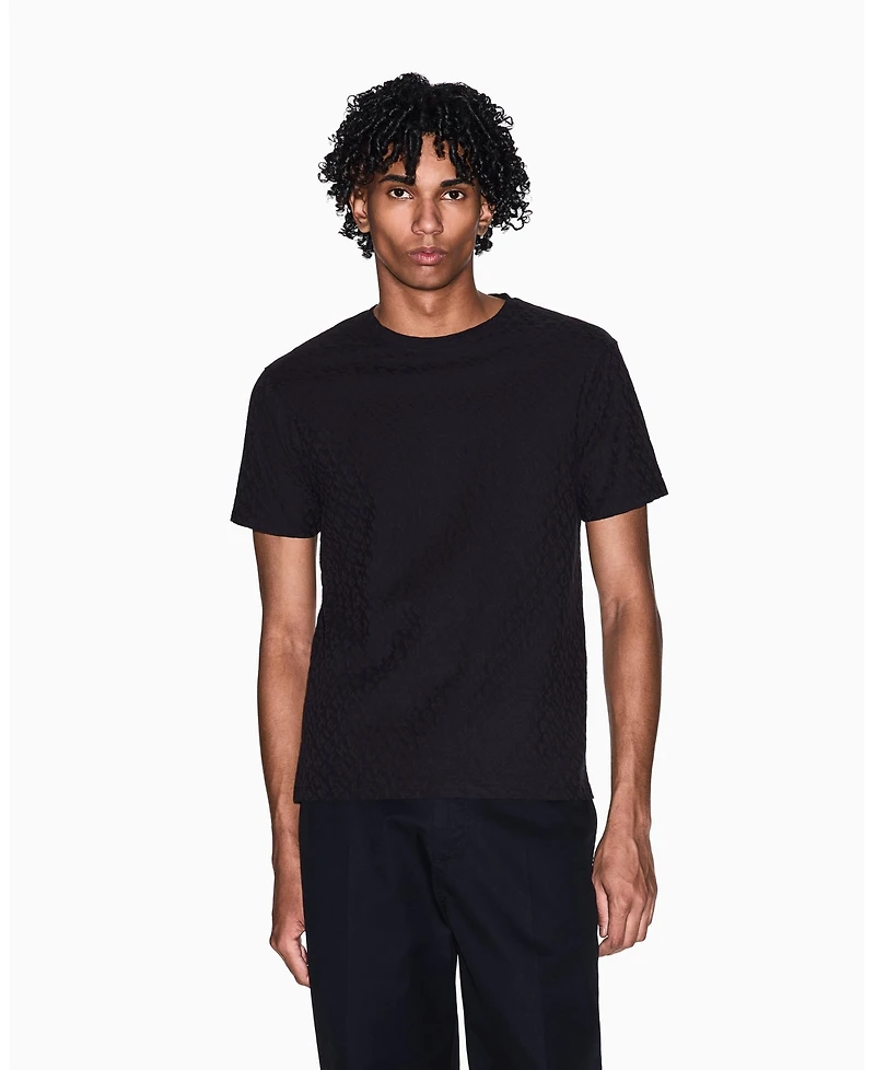 A|X Armani Exchange Men's Short Sleeve Mercerized Cotton All Over Logo T-Shirt