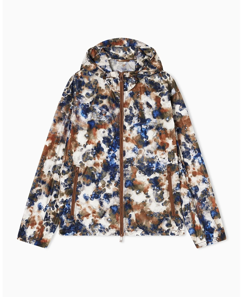 A|X Armani Exchange Men's Watercolor Print Nylon Windbreaker