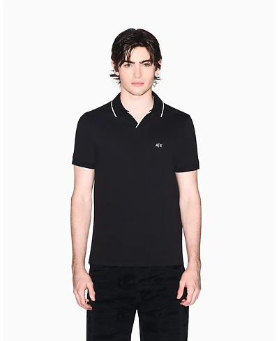 A|X Armani Exchange Men's Short Sleeve Pique Johhny Collar Polo Shirt with Tipping
