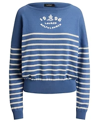 Lauren Ralph Lauren Petite Logo Striped Sweater