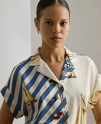 Lauren Ralph Petite Kahlie Striped Sailboat-Print Shirt