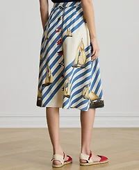 Lauren Ralph Petite Kinnah Printed Button-Front Skirt