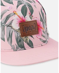 Deux par Deux Baby Girls Cap Hibiscus Print