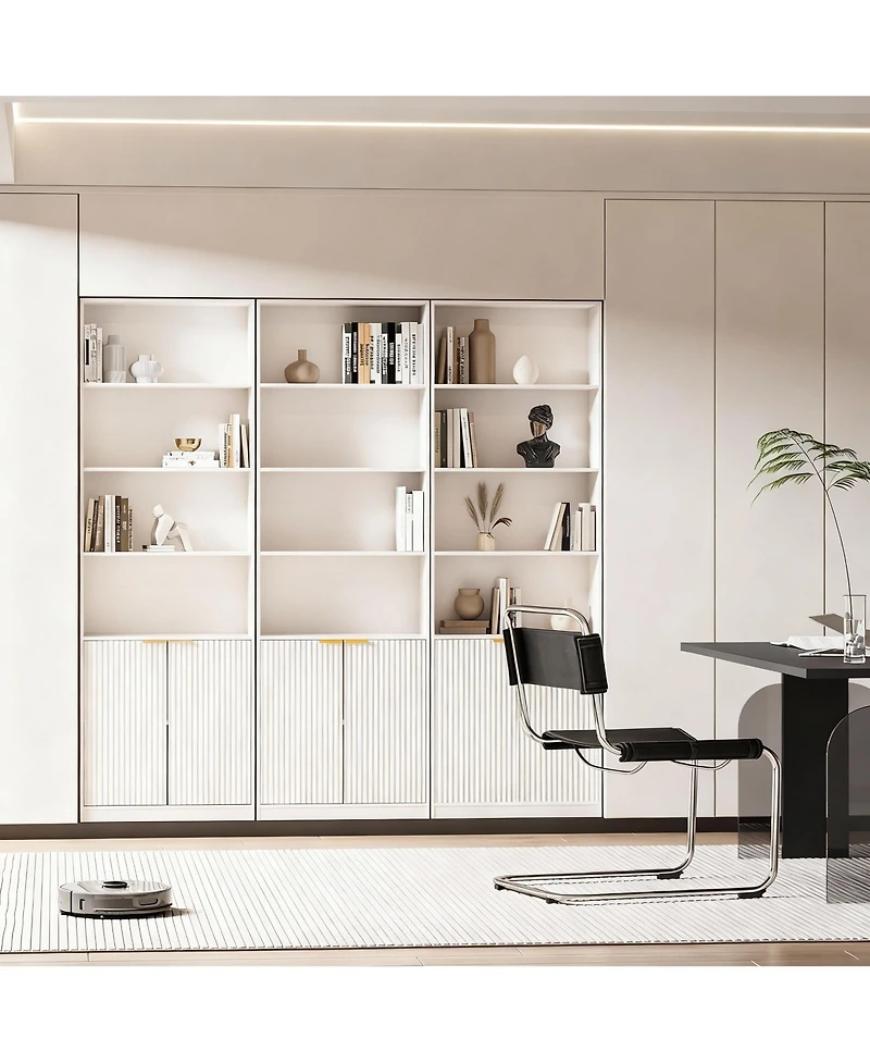 Yigii 72" Tall Bookshelf with 6 Shelves & Cabinets for Home Decor