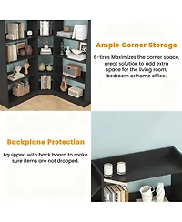 Yigii L Shaped Corner Bookshelf 6 Tiers Storage Display Rack
