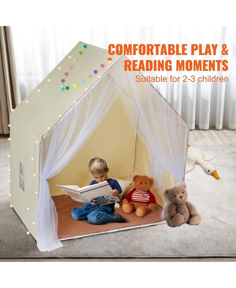 Sugift Kids Yurt Play Tent with Mat & Lamp, Indoor Outdoor