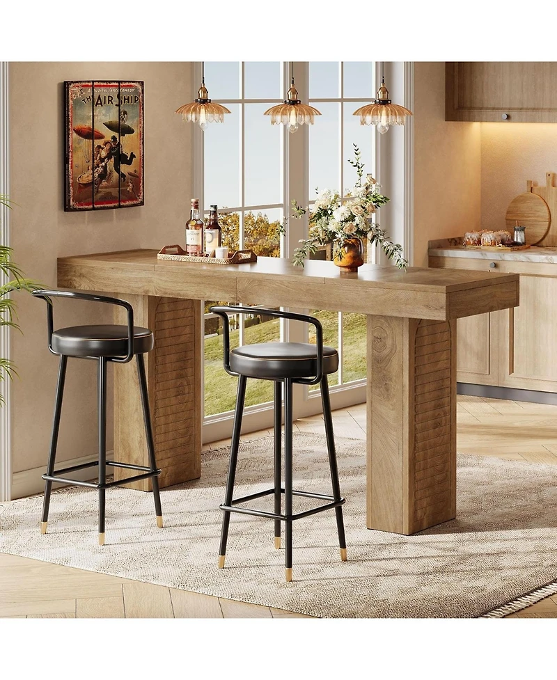 Tribesigns 70.9" Extra Long Bar Table, Counter Height Pub Table with Sturdy Pedestal Base, Modern Rustic Rectangular Bar Height Table