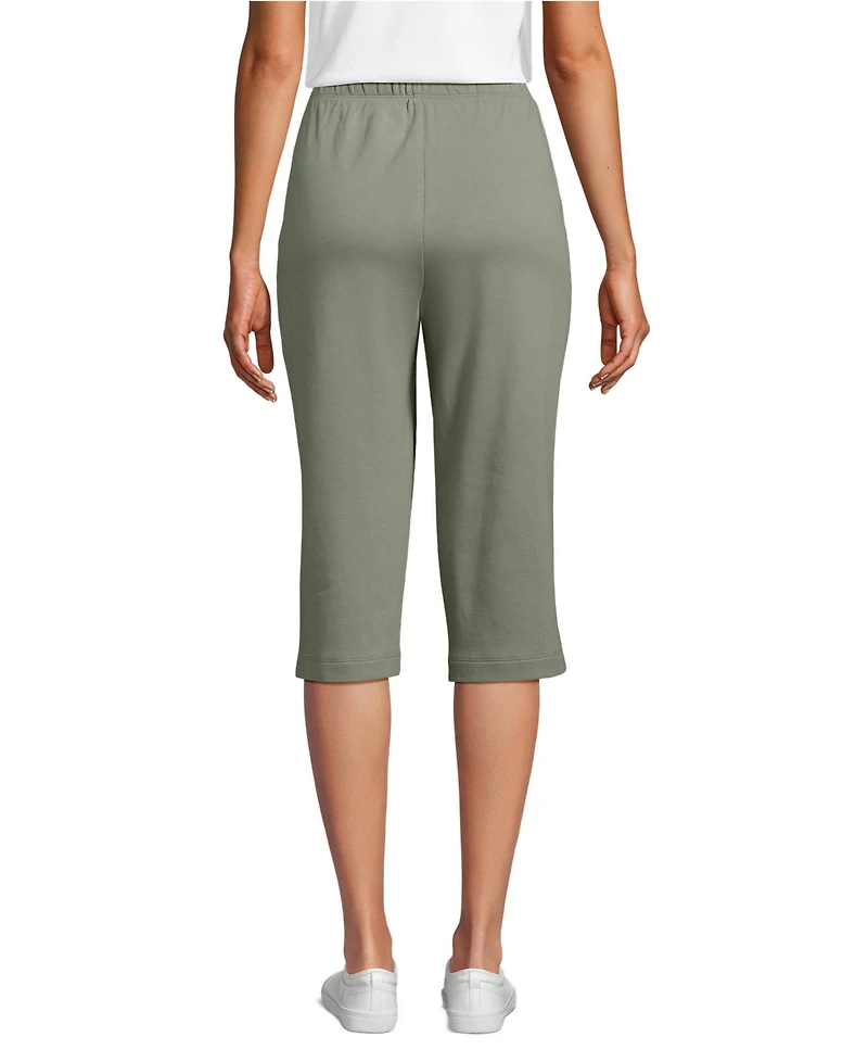 Lands' End Women's Sport Knit High Rise Elastic Waist Capri Pants