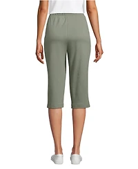 Lands' End Women's Sport Knit High Rise Elastic Waist Capri Pants