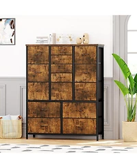 gaomon 48" H Tall Dresser with 15 Drawers, Fabric Storage Dresser with Steel Frame & Wood Top, Sturdy Dressers for Bedroom, Closet
