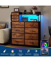 gaomon 11 Drawer Dresser with Fabric Drawers Storage Cabinet with Shelves Side Pockets Hooks Charging Station