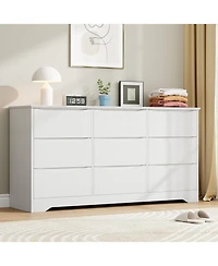 Gaomon Wooden Dresser with 9 Drawers, Tall Modern Closet with Deep Storage, Large Chest of Drawers with Wide Top, Long Storage Dresser for Bedroom