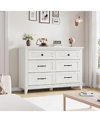 gaomon 6 Dresser for Bedroom, 47 in Wide Drawer Dresser with Storage Freestanding, Wooden Closet Storage Chest for Living Room, Bedroom