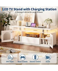 gaomon Tv Stand for 65 Inch TVs, Led Modern Entertainment Center with Large Drawer & Adjustable Shelves, Media Console with Power Outlet