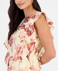 I.n.c. International Concepts Petite Printed Ruffle-Sleeve Dress, Macy's Exclusive