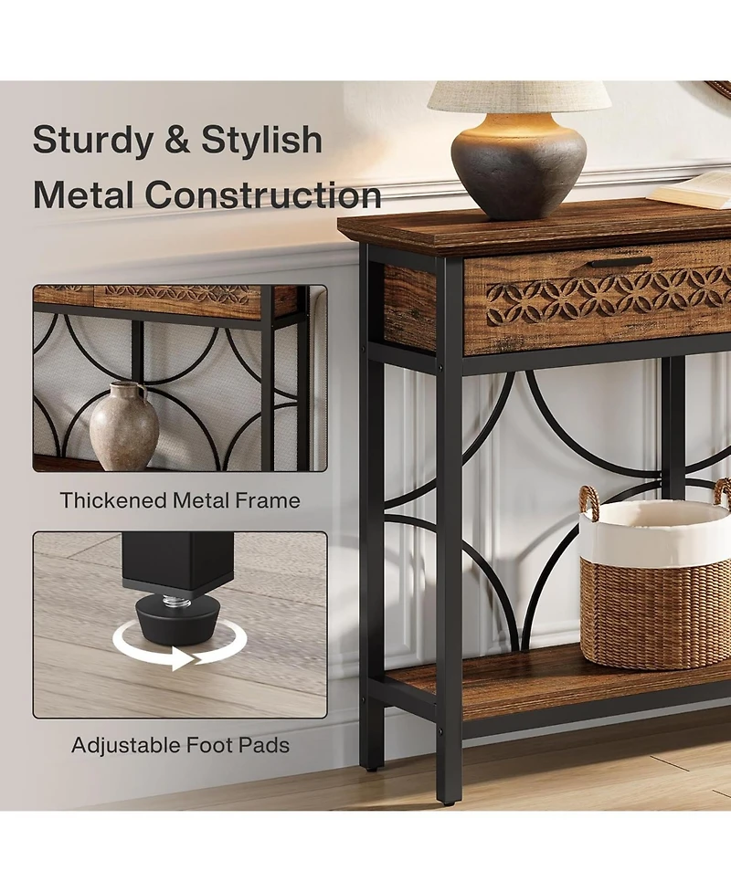 Tribesigns 70.9-Inch Extra Long Console Table with Drawers, Entryway Table with Storage for Entryway, Living Room, Foyer, Unique Design