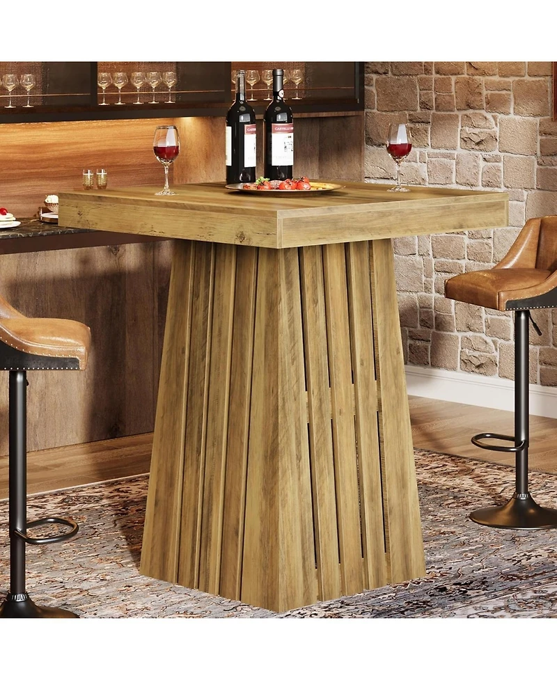 Tribesigns 37.4" High Square Bar Table, Bistro Pub Table for Dining Room, Kitchen, Cocktail, Coffee, Living Room, Small Space