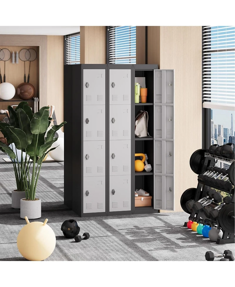 Gaomon 71" Heavy Duty Lockable Metal Locker Cabinet with Hanging Rod & 2 Shelves