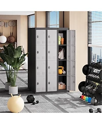 Gaomon 71" Heavy Duty Lockable Metal Locker Cabinet with Hanging Rod & 2 Shelves