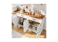 gaomon 57" White Farmhouse 4-Door Sideboard with 2 Drawers