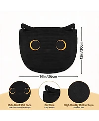 Yigii Cotton Rope Basket with Black Cat Design 53L Storage- Multi-Use Storage for Home, Office, Nursery