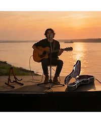 Yescom Abs Acoustic Guitar Case with Backpack Straps & Stand Kit Fits for 41" Lockable Hardshell Carrying Case