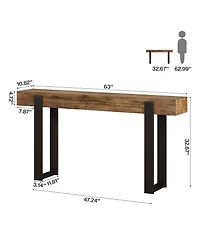 Tribesigns Solid Wood Console Table, 63-Inch Long Sofa Table Behind The Couch with Metal Support, Farmhouse Entryway Furniture