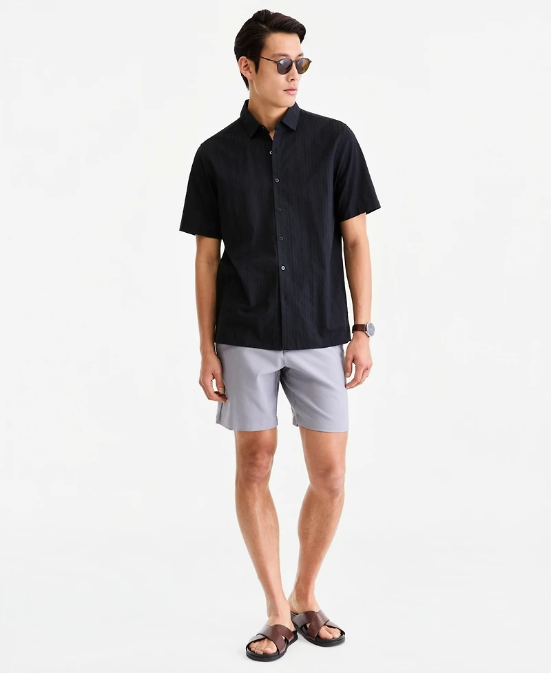 Alfani Men's Short-Sleeve Solid Texture Shirt, Macy's Exclusive
