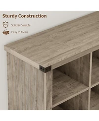 Gaomon 62" Long 3-Tier Farmhouse Bookcase, 8 Cube Wood Storage Organizer Shelf for Entryway Living Room