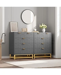 gaomon Modern 5 Drawer Wide Dresser Chest, Metal Legs & Handles, Wood Storage Organizer for Bedroom Living Room