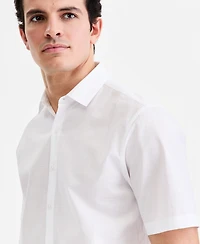 Alfani Men's Short-Sleeve Solid Texture Shirt, Macy's Exclusive