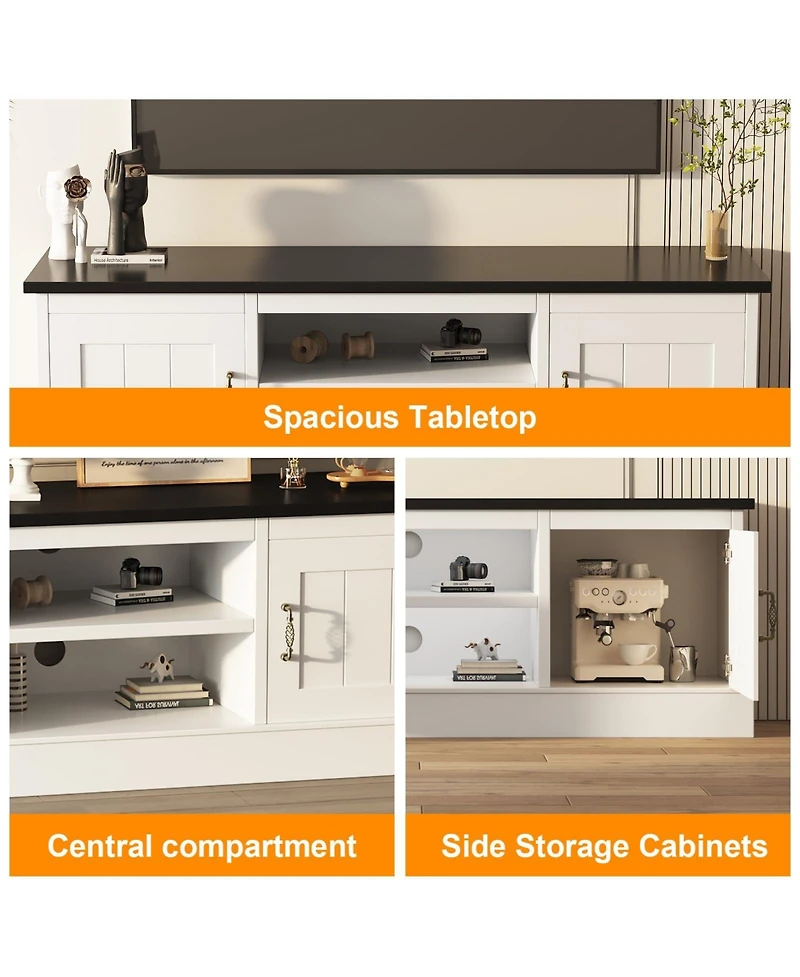 gaomon Farmhouse Rustic Wood Tv Stand for 65 Inch TVs