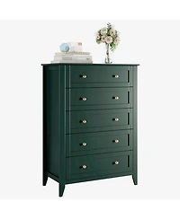 Gaomon Green 5 Drawer Dresser for Bedroom, Tall Dresser with Deep Drawers & Metal Knobs, Modern Wooden Chests of Drawers for Entryway, Hallway