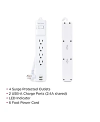 CyberPower P406U 4-Outlet Home/Office Surge Protector with 2x Usb-a Port, White