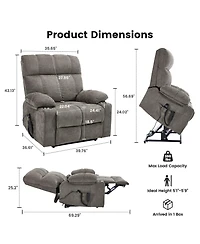 Clihome Dual Motor Infinite Position Up to 350 Lbs Chenille Power Lift Recliner Chair