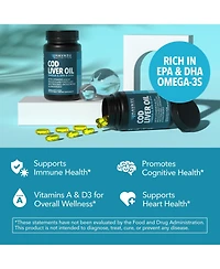 Havasu Nutrition Cod Liver Oil Softgels | Omega 3 Epa and Dha Fish Oil 1000mg with Vitamins A and D3 | 180 Count