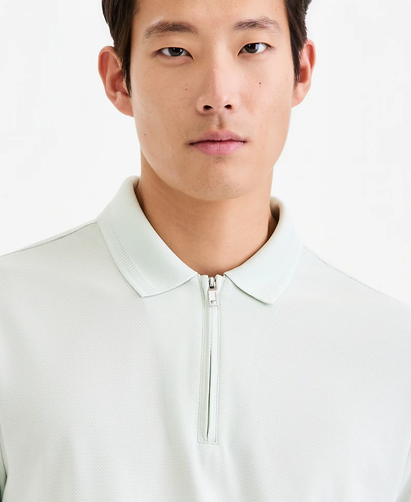 Alfani Men's Ottoman Short Sleeve Textured Quarter-Zip Polo Shirt