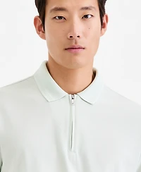 Alfani Men's Ottoman Short Sleeve Textured Quarter-Zip Polo Shirt