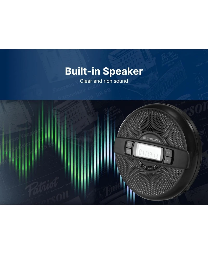 Emerson Epcd-2000 Portable Bluetooth Cd Player with Fm Radio and Built-in Speaker