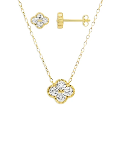 Giani Bernini Gold Plated Clover Necklace and Earring Set