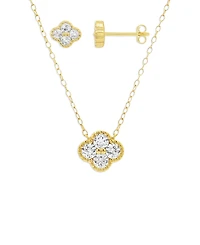 Giani Bernini Gold Plated Clover Necklace and Earring Set