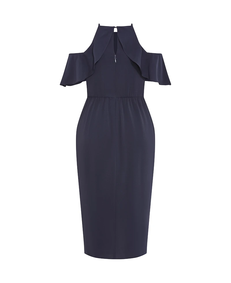 City Chic Women's Plus Love Siren Ruffle Shoulder Dress