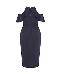 City Chic Women's Plus Love Siren Ruffle Shoulder Dress