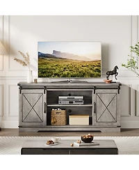 Gaomon 59" Farmhouse Tv Stand for 65" TVs, Media Console with Sliding Barn Doors & Adjustable Shelves
