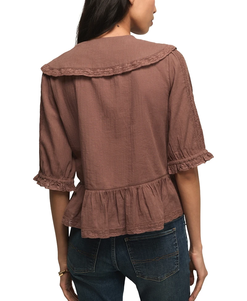 Lucky Brand Women's Peter Pan Peplum Blouse